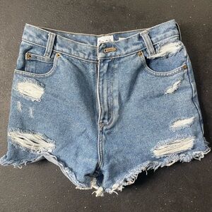 Custom distressed denim shorts